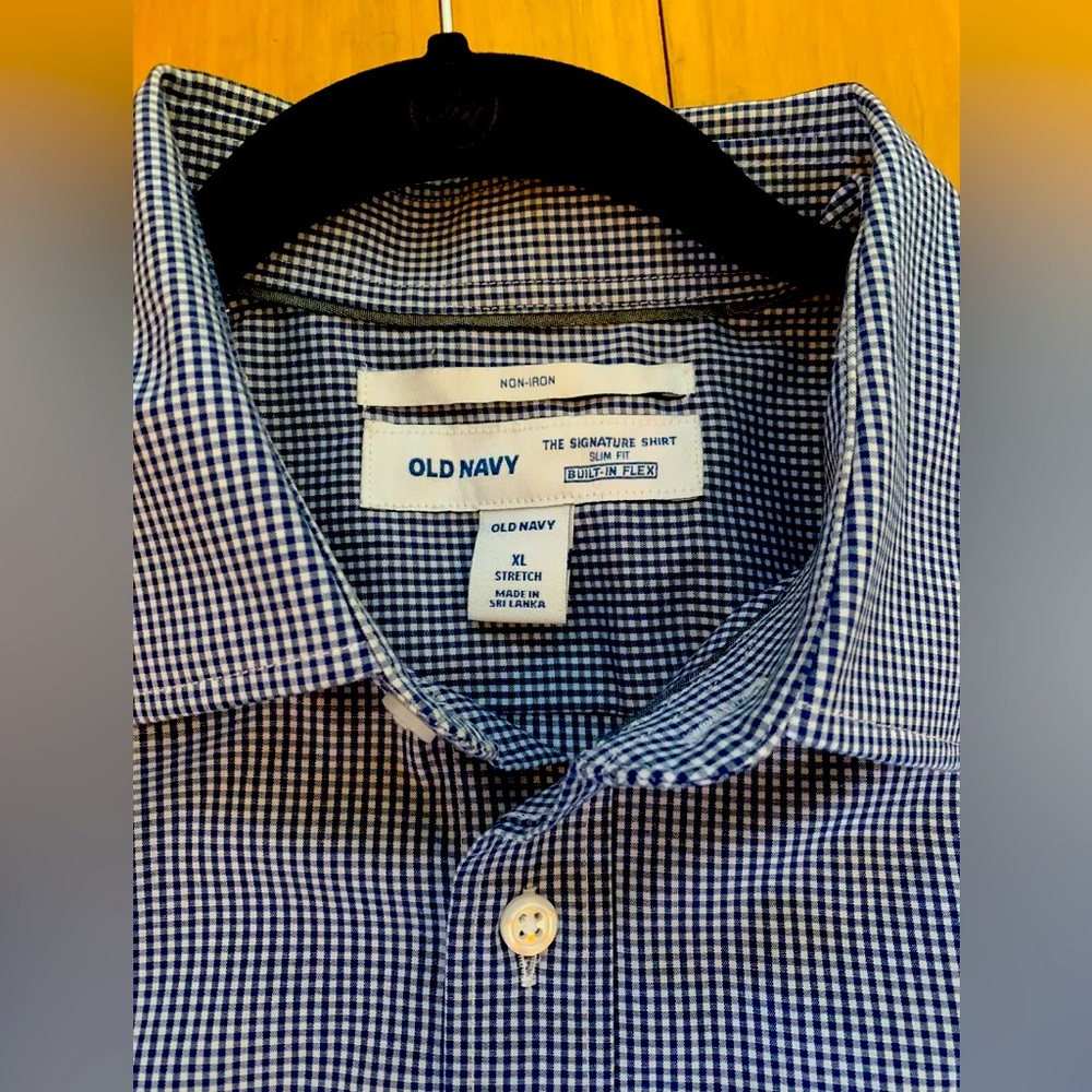 Men’s XL Button-down Dress Shirt, ‘Old Navy’, Blue & White Plaid